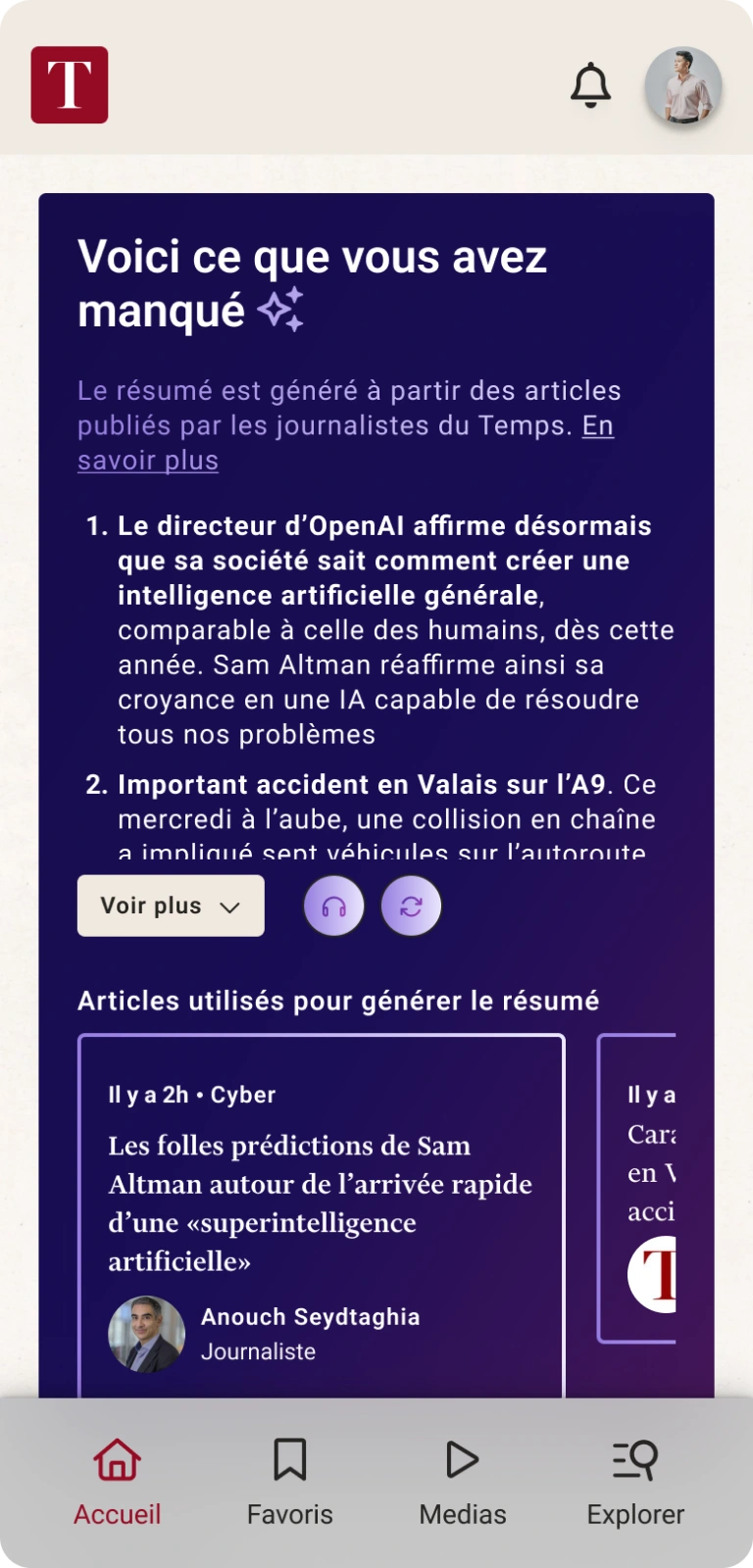 Vision 2030, AI-generated news summary screen