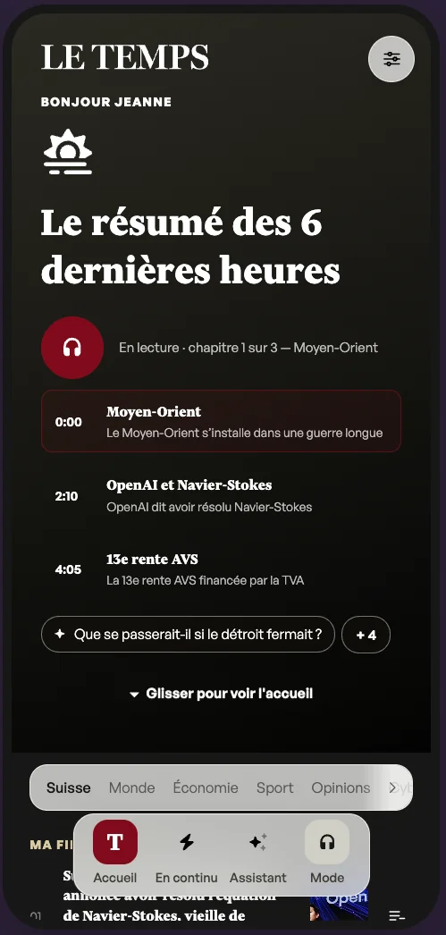 Six-hour summary in listening mode